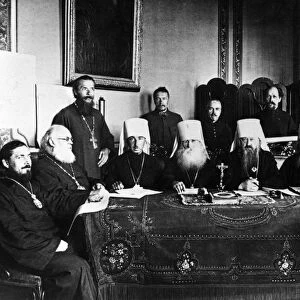 Hierarchs of the russian orthodox church and members of the holy synod who were the real power behind the russian throne, (late 1800s or early 1900s)