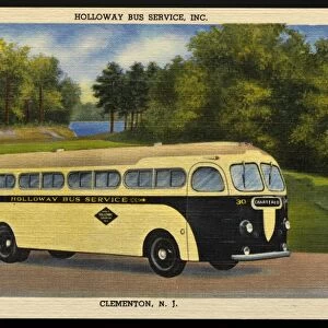 Holloway Bus Service. ca. 1949, Clementon, New Jersey, USA, HOLLOWAY BUS SERVICE, INC. CLEMENTON, N. J. HOLLOWAY BUS SERVICE, INC. WHITE HORSE PIKE AND GIBBSBORD ROAD, CLEMENTON, N. J. Telephone: Laurel Springs 4-0137. Rain, Hail, Snow or Blow Holloway Bus Is On The Go
