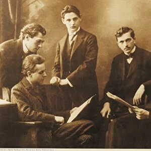 Hungary, Budapest, Bela Viktor Janos Bartok with his colleague Zoltan Kodaly and the Hungarian Quartet