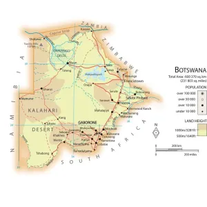 Botswana Map Print Botswana Map Print
