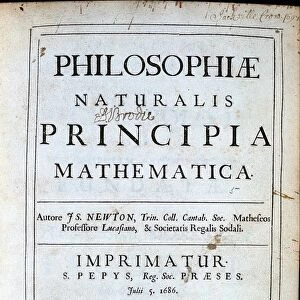 Isaac Newton (1642-1727) English scientist and mathematician. Title page of his Philosophiae