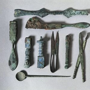 Italy, Campania, Pompeii, Surgical instruments from the House of the Surgeon