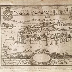 Italy, City of Castellaneta (Taranto) by Giovan Battista Pacichelli from Il Regno di Napoli in prospettiva (Kingdom of Naples in Perspective), engraving, 1702