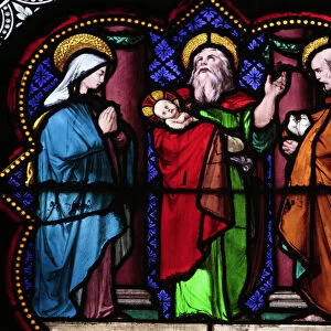 Jesus at the Temple stained glass in Sainte Clotilde church