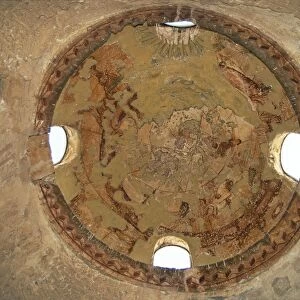 Jordan, Quseir Amra or Qusayr Amra, Interior, dome, frescoes