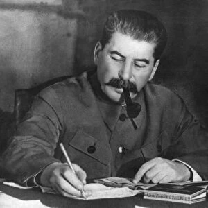 Joseph stalin, around 1939, in his office in the kremlin, moscow, ussr