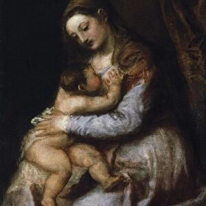 Madonna and Child. Tiziano Vecellio called Titian (c1488 / 1490-1576) leading