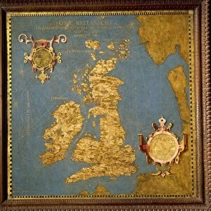 Map of Great Britain and Ireland, by Stefano Buonsignori, oil painting, 1575-1584