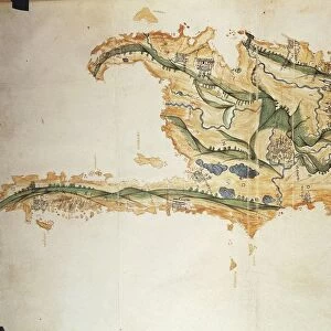 Map of Island of Hispaniola, Haiti and Dominican Republic from the Codex Raro