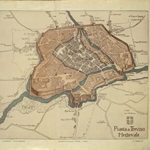 Map of Medieval Treviso, from Medieval Treviso by Angelo Marchesan, engraving