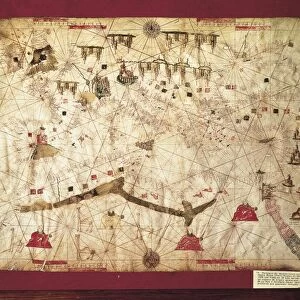 Map of Mediterranean Sea, from portolan chart by Pietro Russo, Messina, 1508