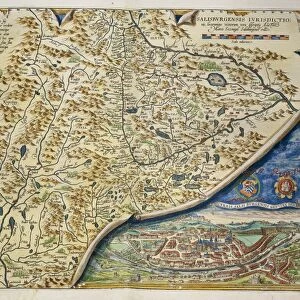 Map of Salzburg diocese, Austria, from Theatrum Orbis Terrarum by Abraham Ortelius, 1528-1598, 1570
