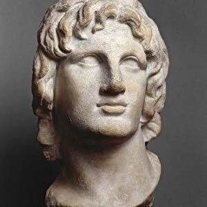 Marble head of Alexander the Great, height 37 cm, Probably from Alexandria, Egypt