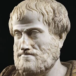 Marble head of Aristotle, copy of Greek bronze original by Lysippus