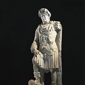 Marble statue of emperor Hadrian stepping on enemy, from Ierapetra, ancient Hierapytna, Greece