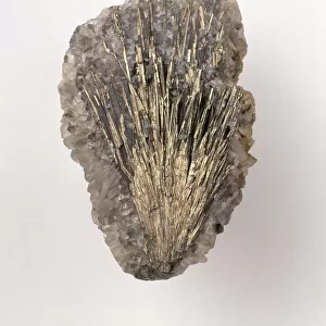 Millerite in calcite groundmass, close-up