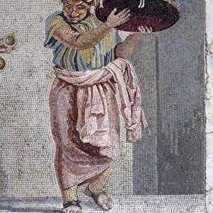 Mosaic depicting a scene from a comedy by Menander, The Possessed Girl: itinerant musicians, detail from Italy, Campania, Pompe, Villa of Cicero