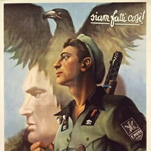 MUTI ardito (Italian assault soldier) serves, fights and dies for Italy, Duce and Fascism, propaganda poster from World War II