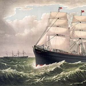 National Lines SS Egypt under sail and steam, flying Red Ensign. Launched at Liverpool