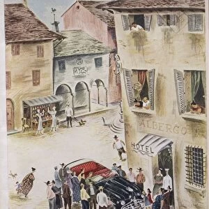 The New Yorker magazine cover from July 23rd with typical small italian town, 1949, by Constantin Alajalov