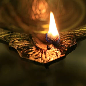 Oil lamp in Hindu temple