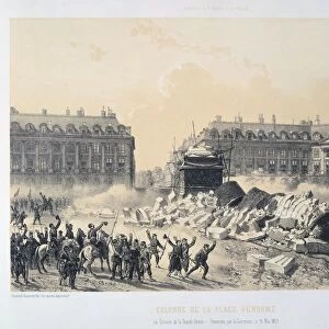 Paris Commune 26 March-28 May 1871. Destruction of the Vendome Column, erected by