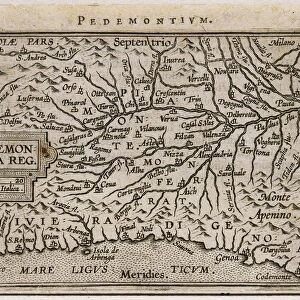 Piedmont and Western Liguria Regions. From Theatrum Orbis Terrarum by Abraham Ortelius, 1528-1598, Antwerp, 1570