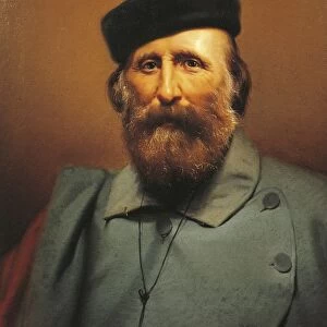 Portrait of Giuseppe Garibaldi, 1807 - 1882, Italian military general, patriot and politician, painted by Giovanni Bergamaschi