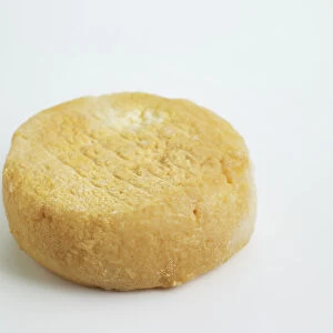 Portuguese Evora DOP ewes milk cheese on white background, close-up
