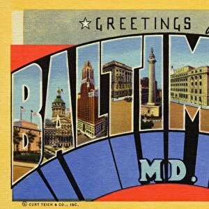 Postcard of Baltimore, Maryland. ca. 1940, Postcard of Baltimore, Maryland