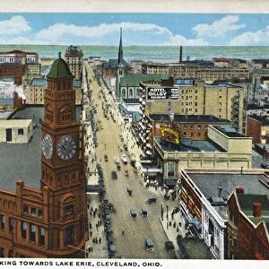 Postcard of Cleveland near Lake Erie. ca. 1919, EAST 9TH STREET LOOKING TOWARDS LAKE ERIE, CLEVELAND, OHIO