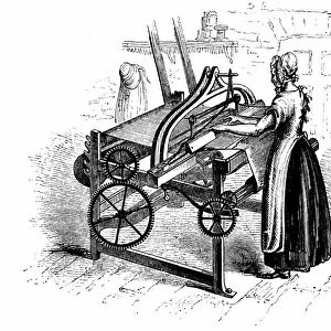 Power loom for weaving cotton. Model illustrated is that invented by Roberts (c1815-20)