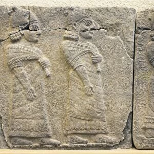 Procession of dignitaries, basalt relief from palace of Hilani III at Samal, Turkey, Hittite civilization