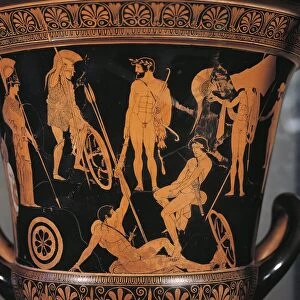 Red-figure pottery. Attic krater depicting Heracles and Argonauts from Orvieto, Umbria region, Italy, 475-450 B. C