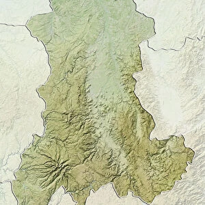 Region of Auvergne, France, Relief Map