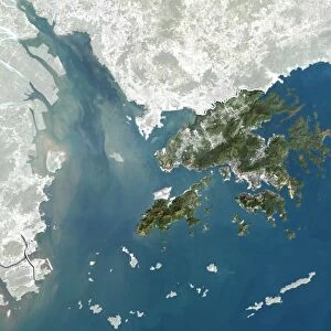 Region of Hong Kong, China, True Colour Satellite Image