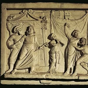Relief portraying scene from comedy Andria by Terence (Publius Terentius Afer)