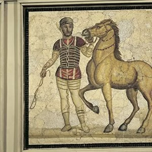Roman civilization, Polychrome mosaic portraying charioteer in one of four Circus teams