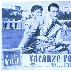 Rome, Archivio Immagini Cinema, film poster for Roman Holiday starring Audrey Hepburn and Gregory Peck