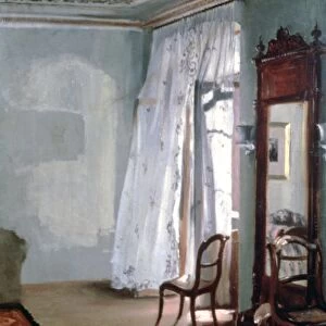 Room with Balcony, 1845. Oil on wood. Adolph Menzel (1815-1905) German artist