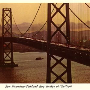 San Francisco-Oakland Bay Bridge at Twilight, San Francisco, California