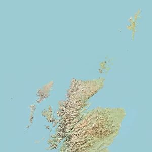Scotland with Shetland, United Kingdom, Relief Map