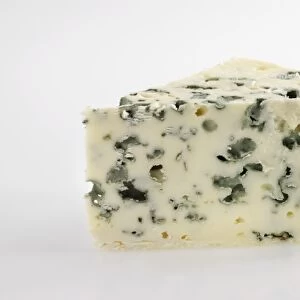 Slice of French Roquefort ewes milk blue cheese