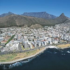 South Africa, Western Cape Province, Aerial view of Cape Town and Signal Hill