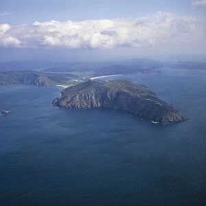 Spain, Galicia, Costa da Morte, Aerial view of Cape Finisterre