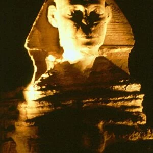 The Sphinx at Giza, Egypt, photographed at night