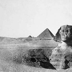 The Sphinx with Pyramids in the background, 1852. Giza, Egypt. Photograph by Maxime Du Camp