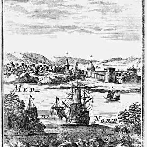 St Augustine, Florida. Copperplate engraving from Allain Manesson Mallet Description