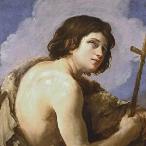 St John the Baptist with his the lamb and a simple wooden cross. Artist Guido Reni (1575-1642)