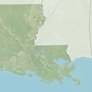 State of Louisiana, United States, Relief Map